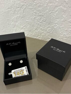 Diamond Stud Earrings in Black Jewelry Box